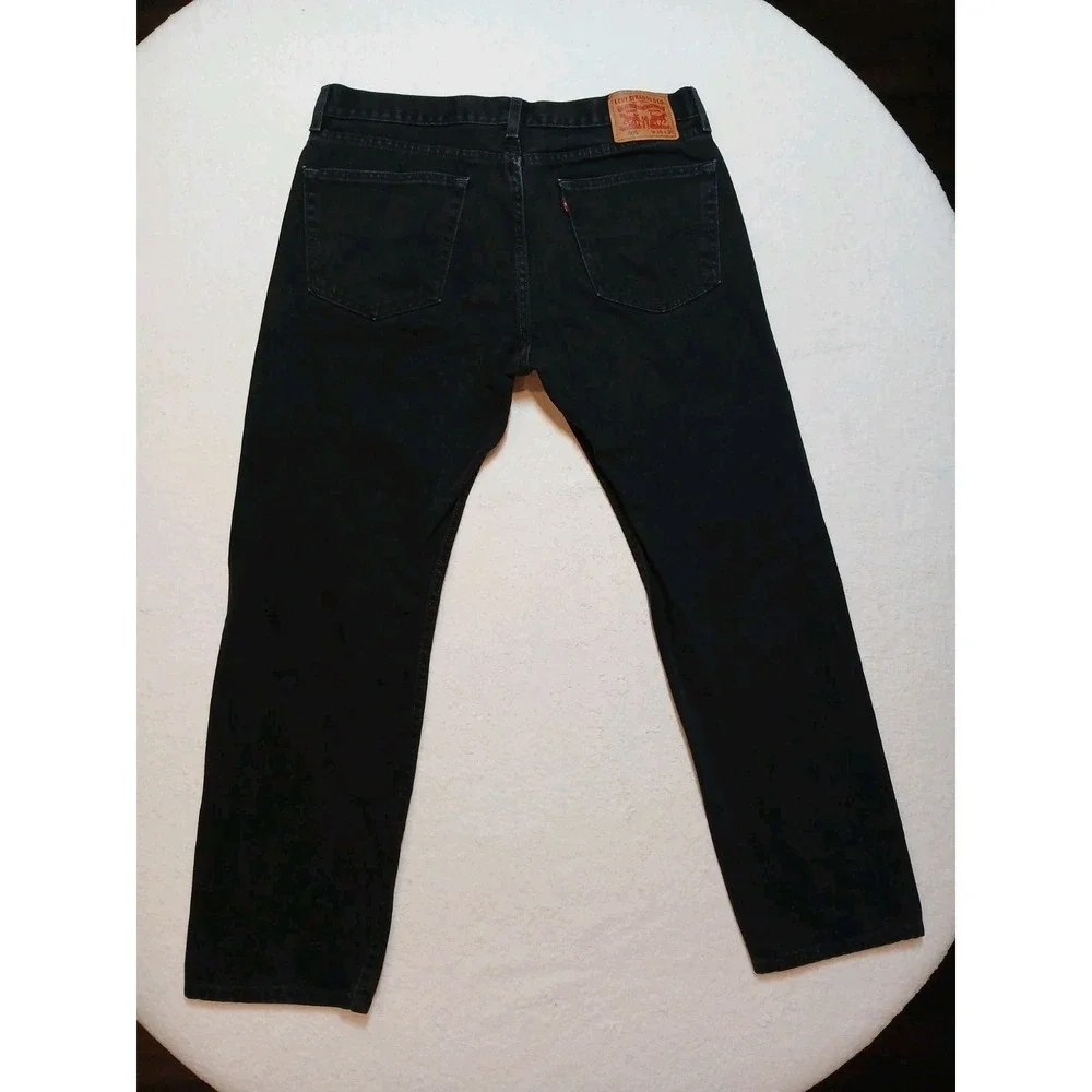 Levis 505 Regular Fit Straight Leg Black Jeans Mens 36x30 WaterLess Denim Pants